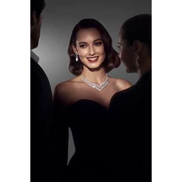 SWEETV Costume Jewelry for Women, Wedding Jewelry for Bride, Bridal Austrian Crystal Teardrop Neckla...