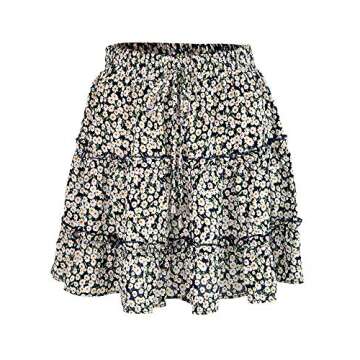 Daisy Floral Print Ruffle Mini Skirt for Women