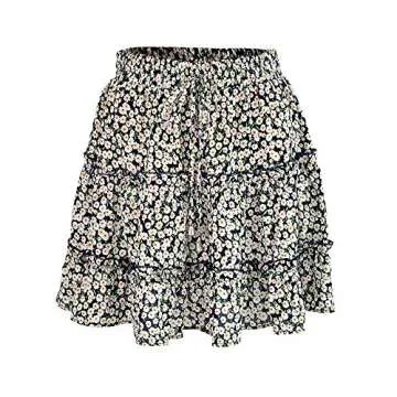 Daisy Floral Print Ruffle Mini Skirt for Women