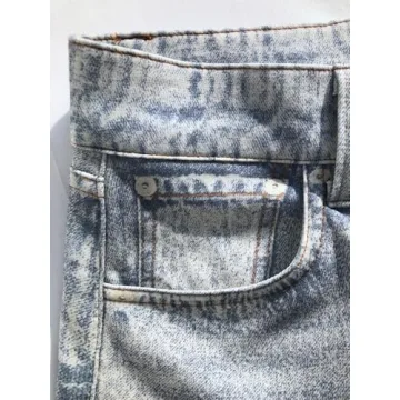 High-Waisted Wide-Leg Sweatpants with Faux Denim Style