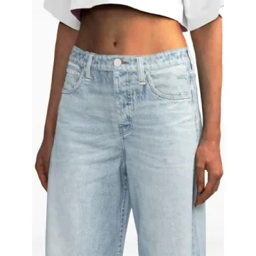 High-Waisted Wide-Leg Sweatpants with Faux Denim Style