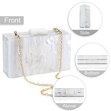 Acrylic Purses and Handbags with Marbling for Women Elegant Banquet Evening Crossbody Handbag Box Cl...