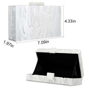 Acrylic Purses and Handbags with Marbling for Women Elegant Banquet Evening Crossbody Handbag Box Clutch (Silver)