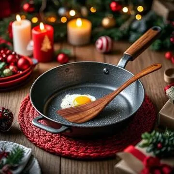 Wooden Spatula Nonstick Turner Acacia Wood, Long Handle Flat Frying Spatulas Handmade for Kitchen Gi...