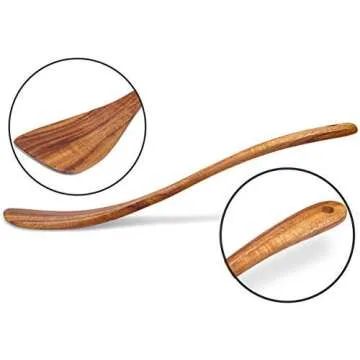 Wooden Spatula Nonstick Turner Acacia Wood, Long Handle Flat Frying Spatulas Handmade for Kitchen Gifts, Ideal Cookware Utensils for Cooking Eggs, Fish, Pancakes