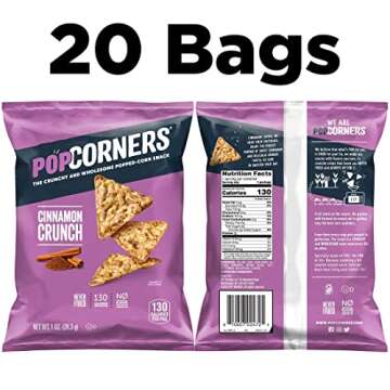 PopCorners Popped Corn Snacks, Cinnamon Crunch, 1 Ounce (Pack of 20) (Packaging May Vary)