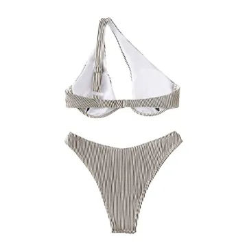 SweatyRocks Ribbed Push Up Bikini One Shoulder Cut Out