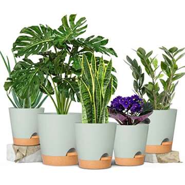 GARDIFE Plant Pots 7/6.5/6/5.5/5 Inch Self Watering Planters with Drainage Hole, Plastic Flower Pots...