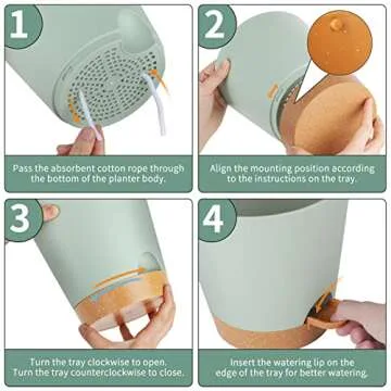 GARDIFE Plant Pots 7/6.5/6/5.5/5 Inch Self Watering Planters with Drainage Hole, Plastic Flower Pots, Nursery Planting Pot for All House Plants, African Violet, Flowers, and Cactus,Green