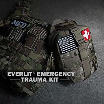 EVERLIT Emergency Trauma Kit, CAT GEN-7 Tourniquet 36" Splint, Military Combat Tactical IFAK for Critical Wounds First Aid, Gun Shots, Severe Bleeding Control (Camouflage)