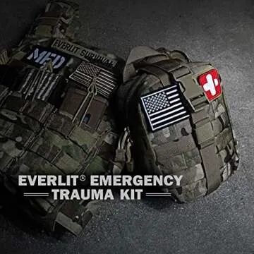 EVERLIT Emergency Trauma Kit, CAT GEN-7 Tourniquet 36" Splint, Military Combat Tactical IFAK for Critical Wounds First Aid, Gun Shots, Severe Bleeding Control (Camouflage)