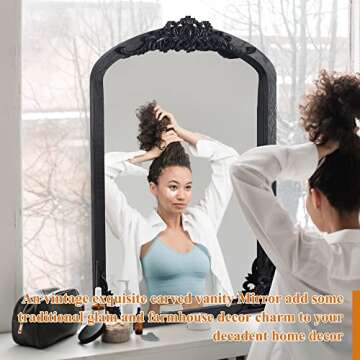 NeuType Arched Vintage Full Length Mirror 65x22 in Black