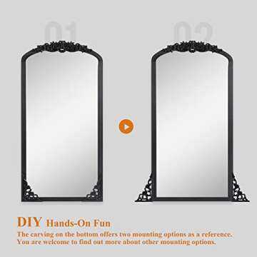 NeuType Arched Vintage Full Length Mirror 65x22 in Black