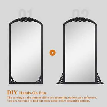 NeuType Arched Vintage Full Length Mirror 65x22 in Black