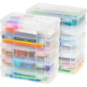 Clear Pencil Case Box Set - 10-Pack for Art Supplies