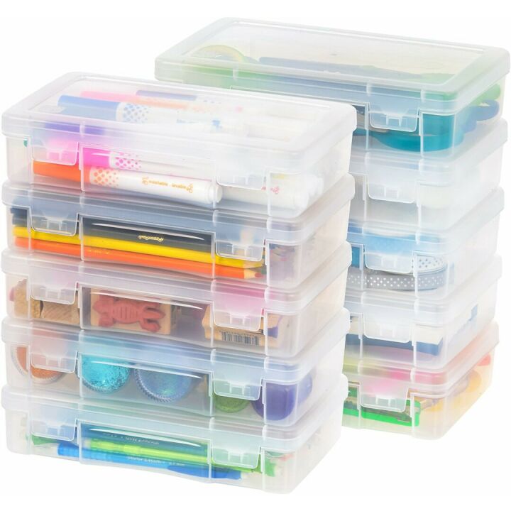 Clear Pencil Case Box Set - 10-Pack for Art Supplies