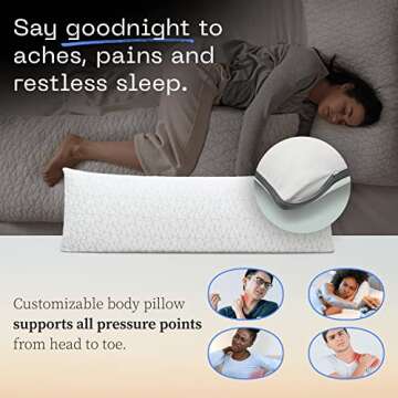 Coop Home Goods Adjustable Full Body Pillow (20x54) & Ultra-Tech Body Pillow Protector Bundle for Pr...