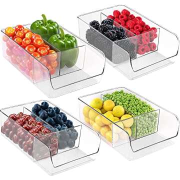 Utopia Home Pack of 04 Fridge and Pantry Organizer Bins for Food Packet, Seasoning Mix, Spices/Sauce...