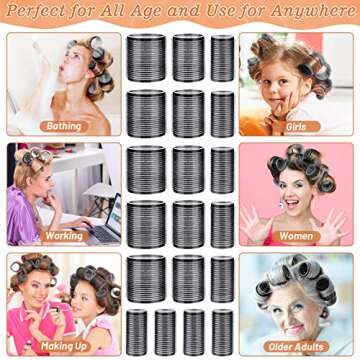 Cludoo 24PCS Heatless Hair Rollers with 12 Clips - 4 Sizes (Large, Medium, Small) for Volume, Curls on Long, Short, Thick or Fine Hair