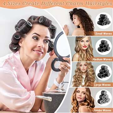 Cludoo 24PCS Heatless Hair Rollers with 12 Clips - 4 Sizes (Large, Medium, Small) for Volume, Curls on Long, Short, Thick or Fine Hair