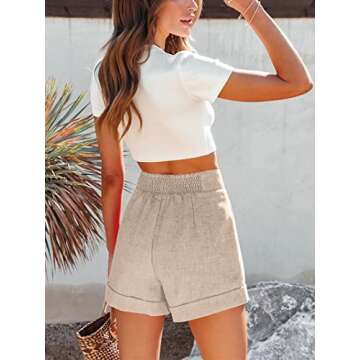 Wihion Women Summer Wide Leg Shorts High Waisted Casual Bermuda Shorts Lightweight Workwear Shorts with Pocket Khaki