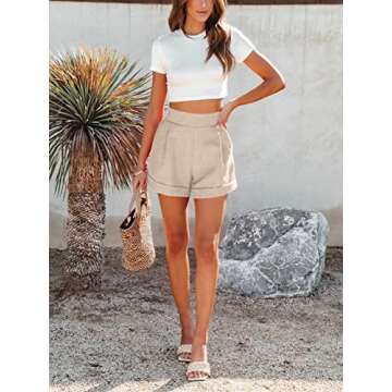Wihion Women Summer Wide Leg Shorts High Waisted Casual Bermuda Shorts Lightweight Workwear Shorts with Pocket Khaki