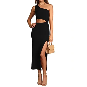 Elegant Maxi One Shoulder Cutout Dress for Women