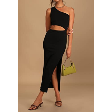 Elegant Maxi One Shoulder Cutout Dress for Women