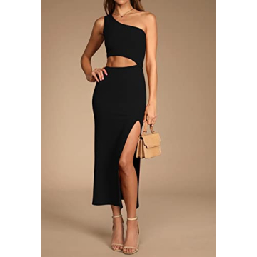 Elegant Maxi One Shoulder Cutout Dress for Women