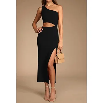 Elegant Maxi One Shoulder Cutout Dress for Women
