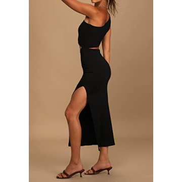 Elegant Maxi One Shoulder Cutout Dress for Women