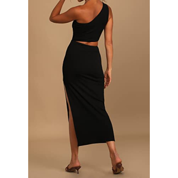 Elegant Maxi One Shoulder Cutout Dress for Women