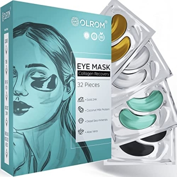 Collagen-Enriched Eye Mask - 16 pairs with 24k Gold, Dead Sea Minerals, Coconut Milk Protein and Alo...