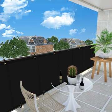 UPGRADE Balcony Privacy Screen Fence Commercial Shade Cover 3' x 10' with Ties Durable and UV Resistant Perfect for Deck Patios-Black, Customizable