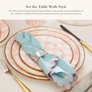 MacKenzie-Childs Enamel Pink-and-White Salad Plate