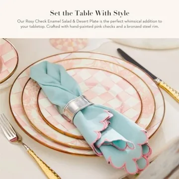 MacKenzie-Childs Enamel Pink-and-White Salad Plate