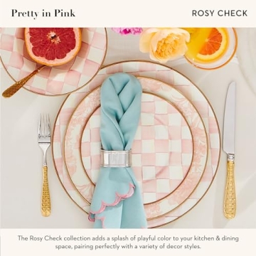 MacKenzie-Childs Enamel Pink-and-White Salad Plate