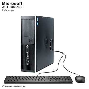 HP Elite Desktop Computer Package - Windows 10 Professional, Intel Quad Core i5 3.2GHz, 8GB RAM, 500GB HDD, 22inch LCD Monitor, Keyboard, Mouse, WiFi (Renewed)