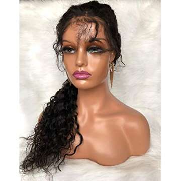 Voloria Realistic Female Mannequin Head with Shoulder Manikin PVC Head Bust Wig Head Stand with Make...