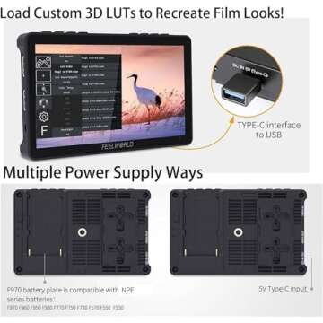 FEELWORLD F5 Pro V2 5.5 Inch 3D LUT 4K HDMI Input Output 1920×1080 IPS Touch Screen DSLR Camera Field Monitor