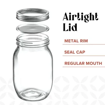 6 Pack 16 oz Glass Mason Jars with Airtight Lids