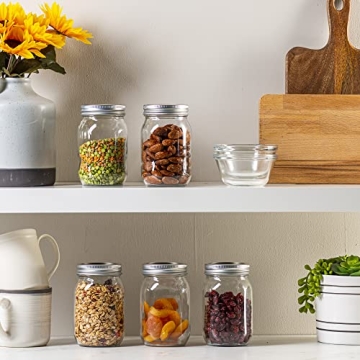 6 Pack 16 oz Glass Mason Jars with Airtight Lids