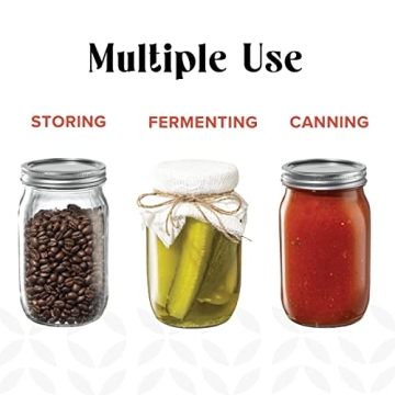 6 Pack 16 oz Glass Mason Jars with Airtight Lids