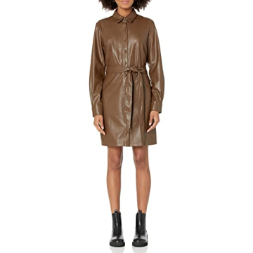 Stylish Vegan Leather Shirtdress for Women - The Drop