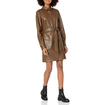 Stylish Vegan Leather Shirtdress for Women - The Drop