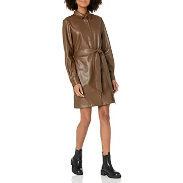 Stylish Vegan Leather Shirtdress for Women - The Drop