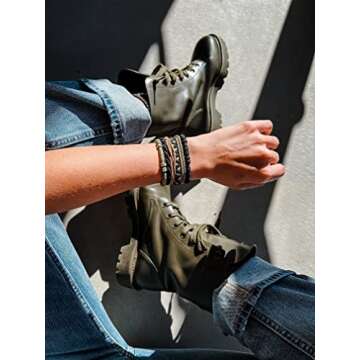 Soulvation Boho Hair Tie Bracelets for Women, Elastic Bands for Ponytails, Suitable for Thick and Thin Hair, Black Ties Prevent Breakage