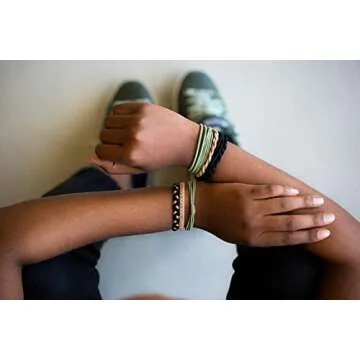 Soulvation Boho Hair Tie Bracelets for Women, Elastic Bands for Ponytails, Suitable for Thick and Thin Hair, Black Ties Prevent Breakage