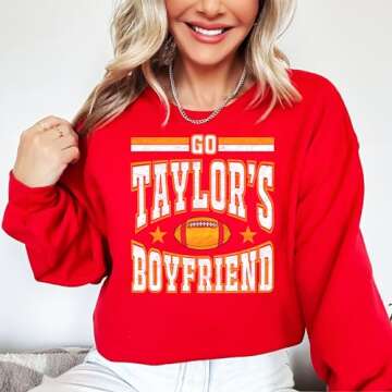Olive Loves Apple Go Taylor's Boyfriend Funny Chiefs Sweatshirt for Kids and Adults Red Sweatshirt Adult Large