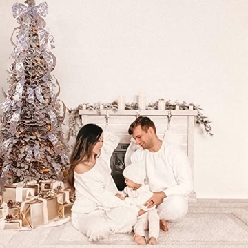 6ft Flocked Pull Up Christmas Tree with Ornaments and Lights